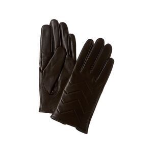 Phenix Quilted V Cashmere-Lined Leather Gloves, Brown